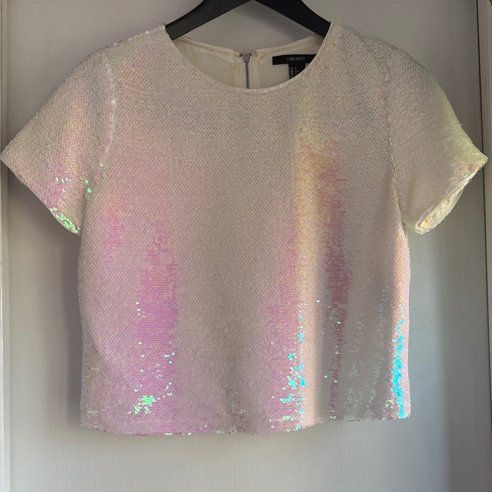 Iridescent Sequin Crop Top size S